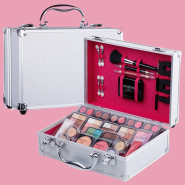 Carry Professional 42 Color Eyeshadow Blush Makeup Set Train Case with Pro Makeup and Reusable Aluminum Case