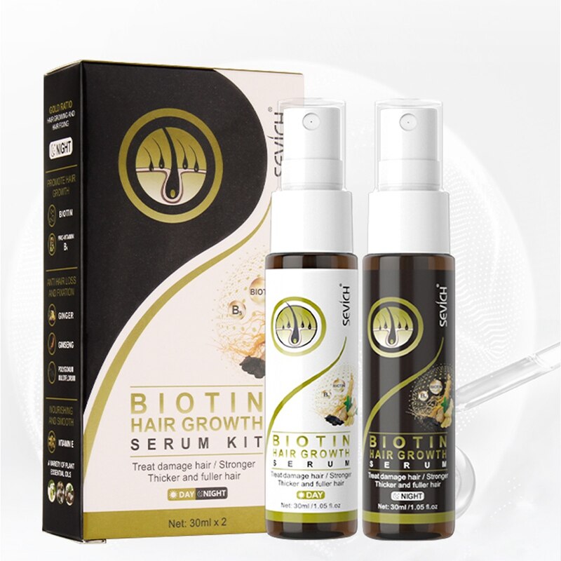 Day and Night Biotin Hair Growth Serum Spray Kit