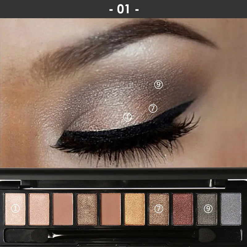 Focallure 10 Colors Waterproof Matte Glitters Eyeshadow Makeup