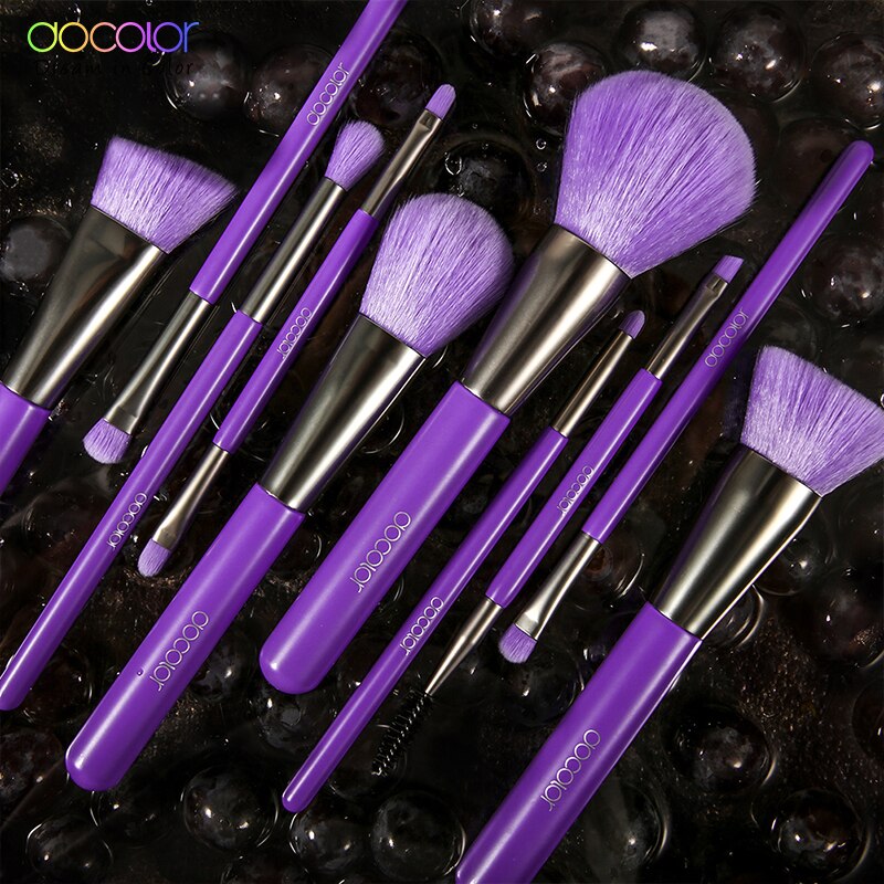 10Pcs Purple Synthetic Hair Professional Makeup Brushes