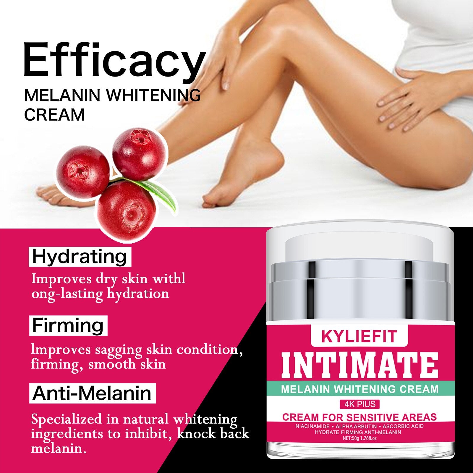 Melanin Whitening Hydrating Cream for Intimate Areas with Niacinamide A-Arbutin Ascorbic Acid
