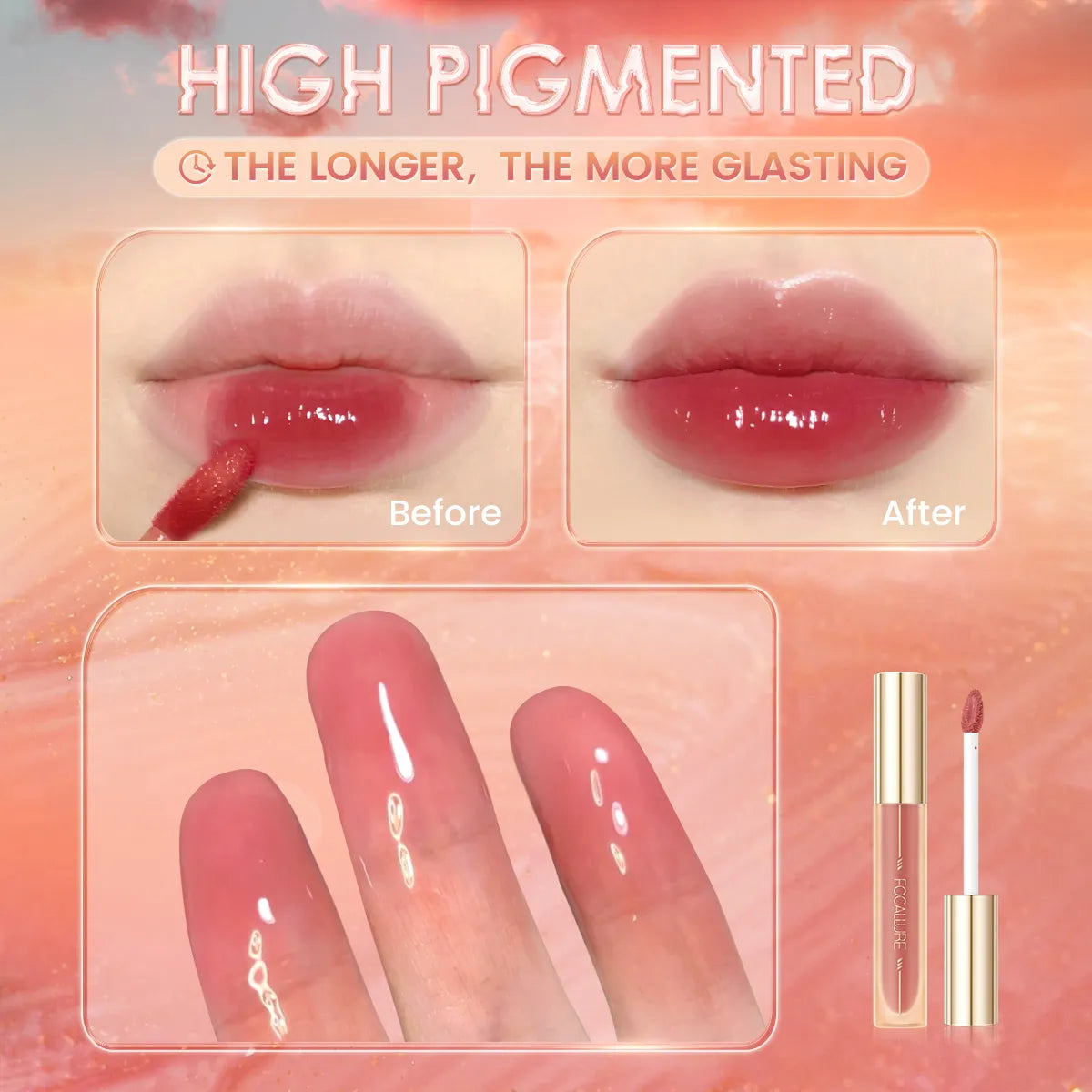 Focallure High Pigmented Glasting Lip Tint Dewy Effect