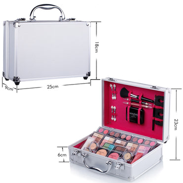 Carry Professional 42 Color Eyeshadow Blush Makeup Set Train Case with Pro Makeup and Reusable Aluminum Case