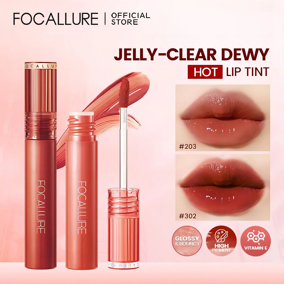 Focallure Waterproof Jelly-Clear Dewy Lip Tint Gloss