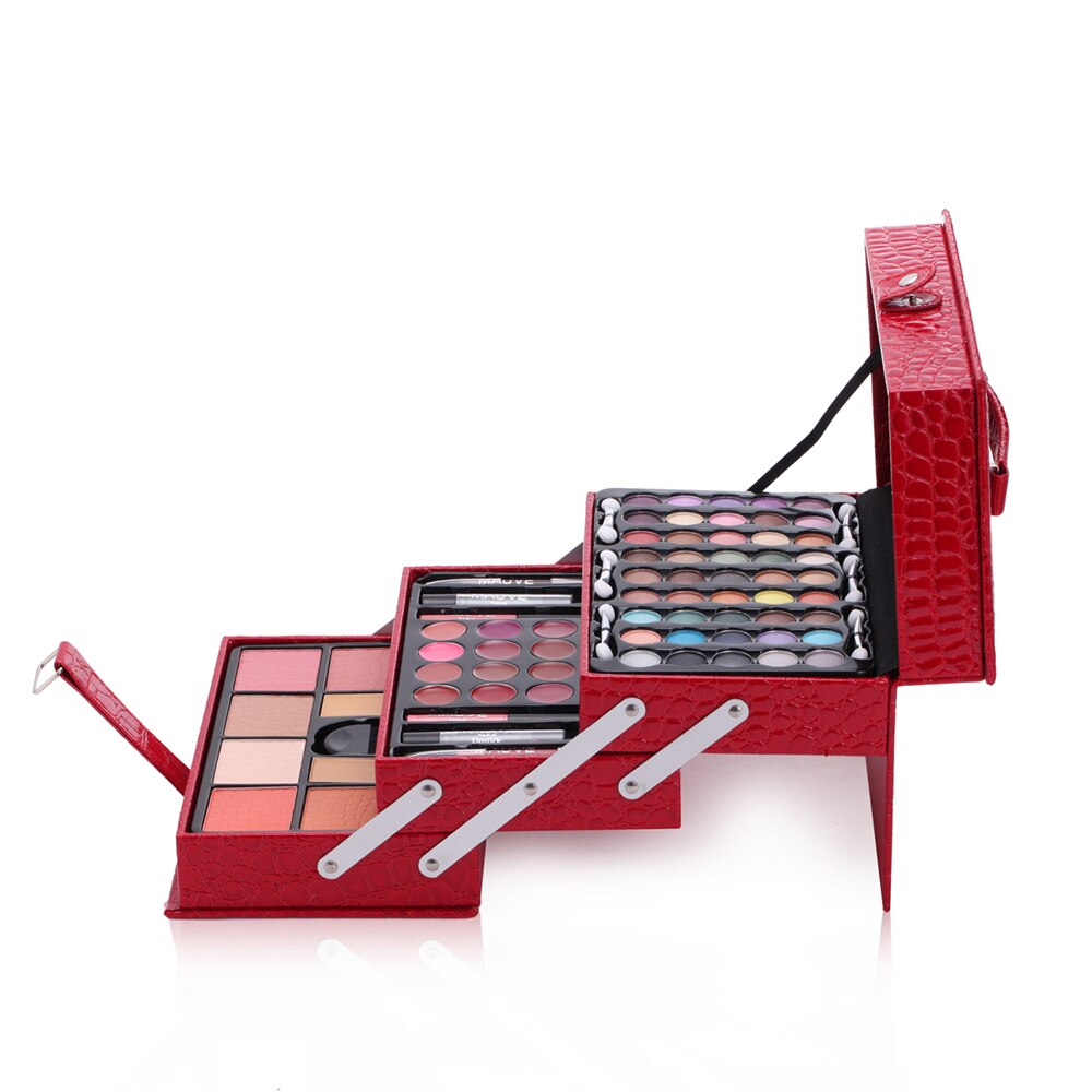 Red Pattern Portable Professional 45 Color Eye Shadow Lip Gloss Powder Blusher Foundation Make-Up Makeup Brush Set