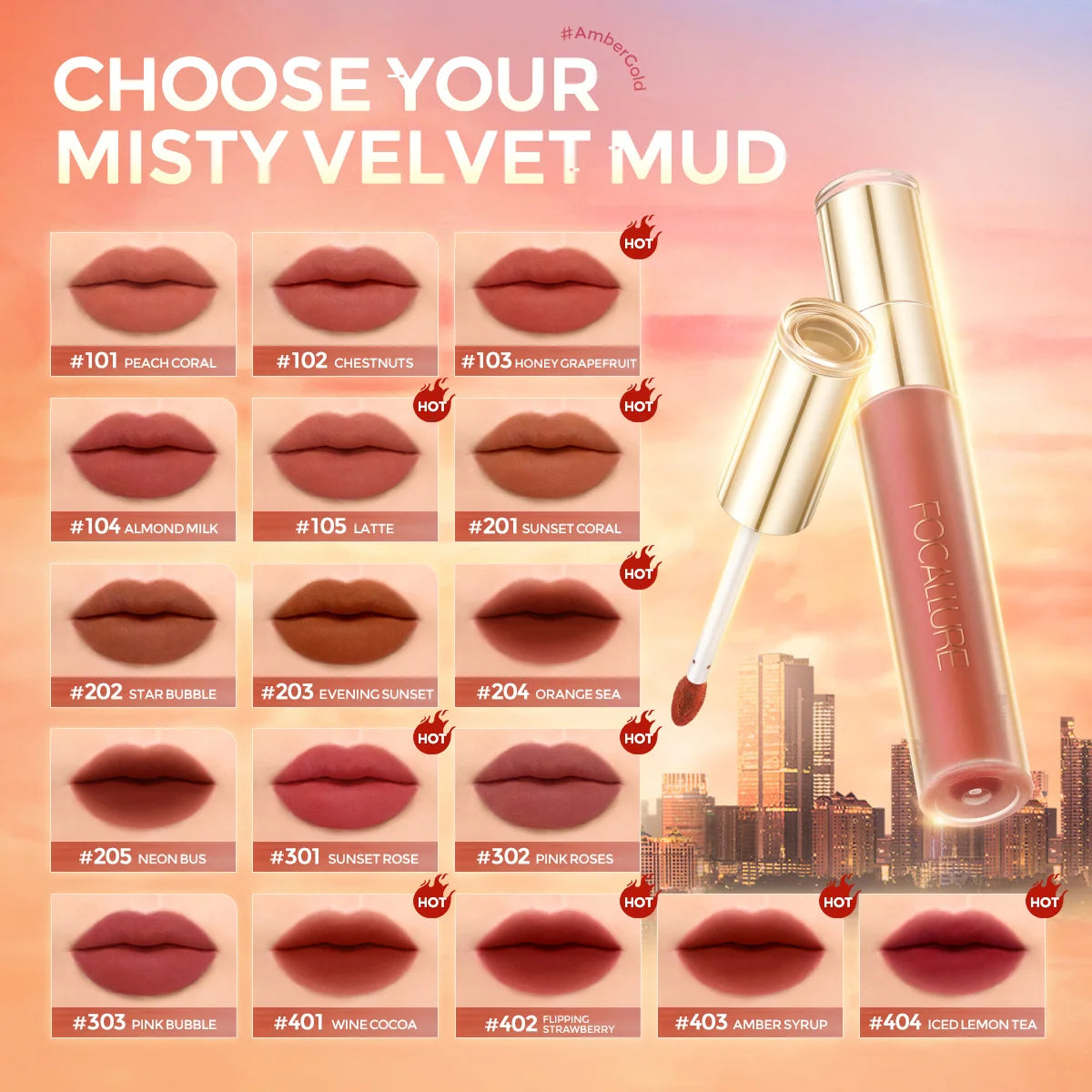 Focallure Long-Lasting Misty Velvet Matte Lip Mud